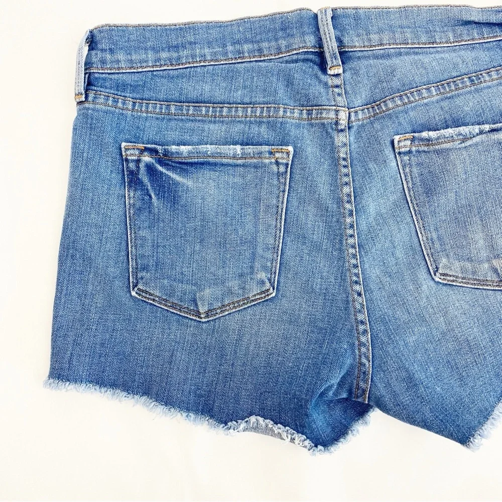 Frame Denim Le Cutoff Denim Jean Shorts Distressed Oxnard Blue Light Wash
